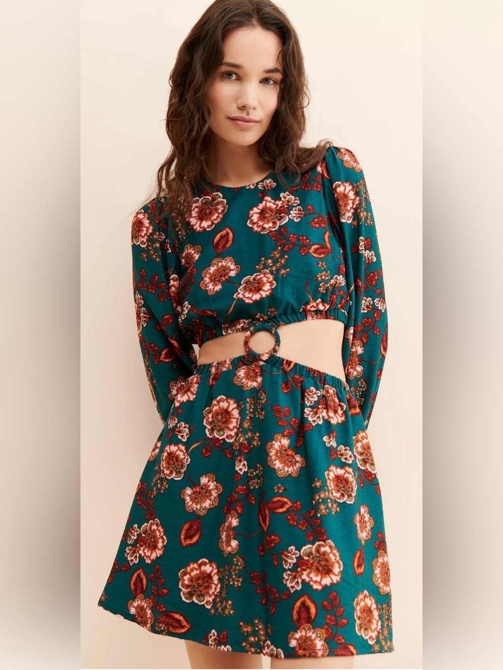 MINKPINK Urban Outfitters Olivia Cutout Mini Dress – Teal Floral Medium